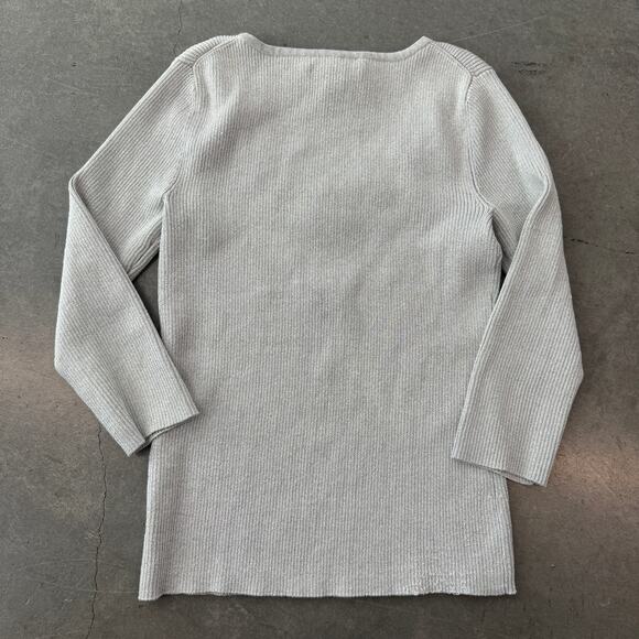 Vintage Y2k Silver Grey Embellished Knit Longsleeve Rhinestone Women's Blouse S - Picture 2 of 6